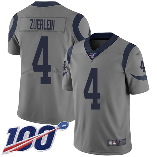 Los Angeles Rams Limited Gray Men Greg Zuerlein Jersey NFL Football #4 100th Season Inverted Legend